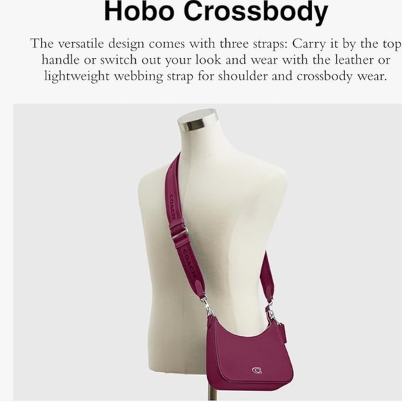 COACH Hobo Crossbody in Crossgrain, Deep Plum - Picture 2 of 9